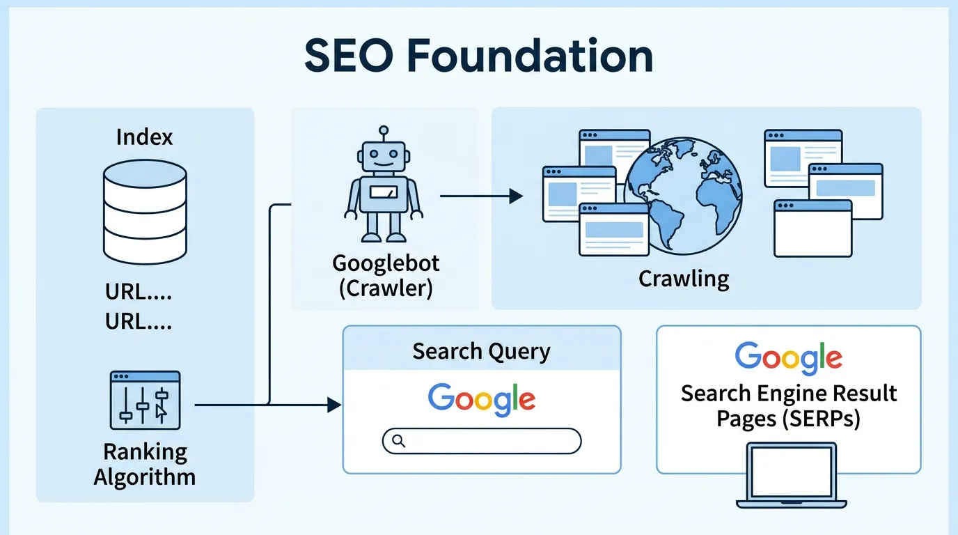 Google indexing process from discovery to ranking