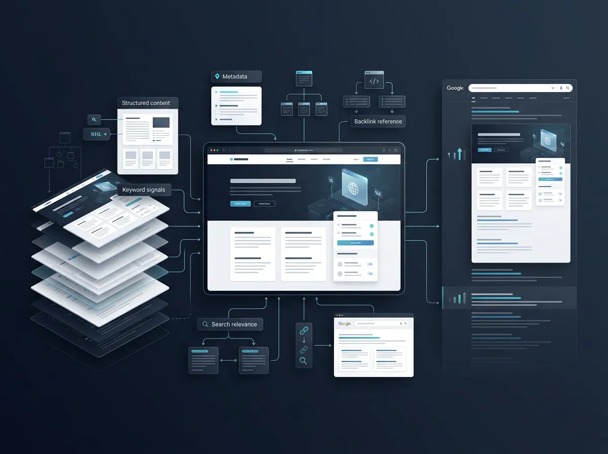 Traditional SEO elements: keywords, backlinks, meta tags, and technical optimization