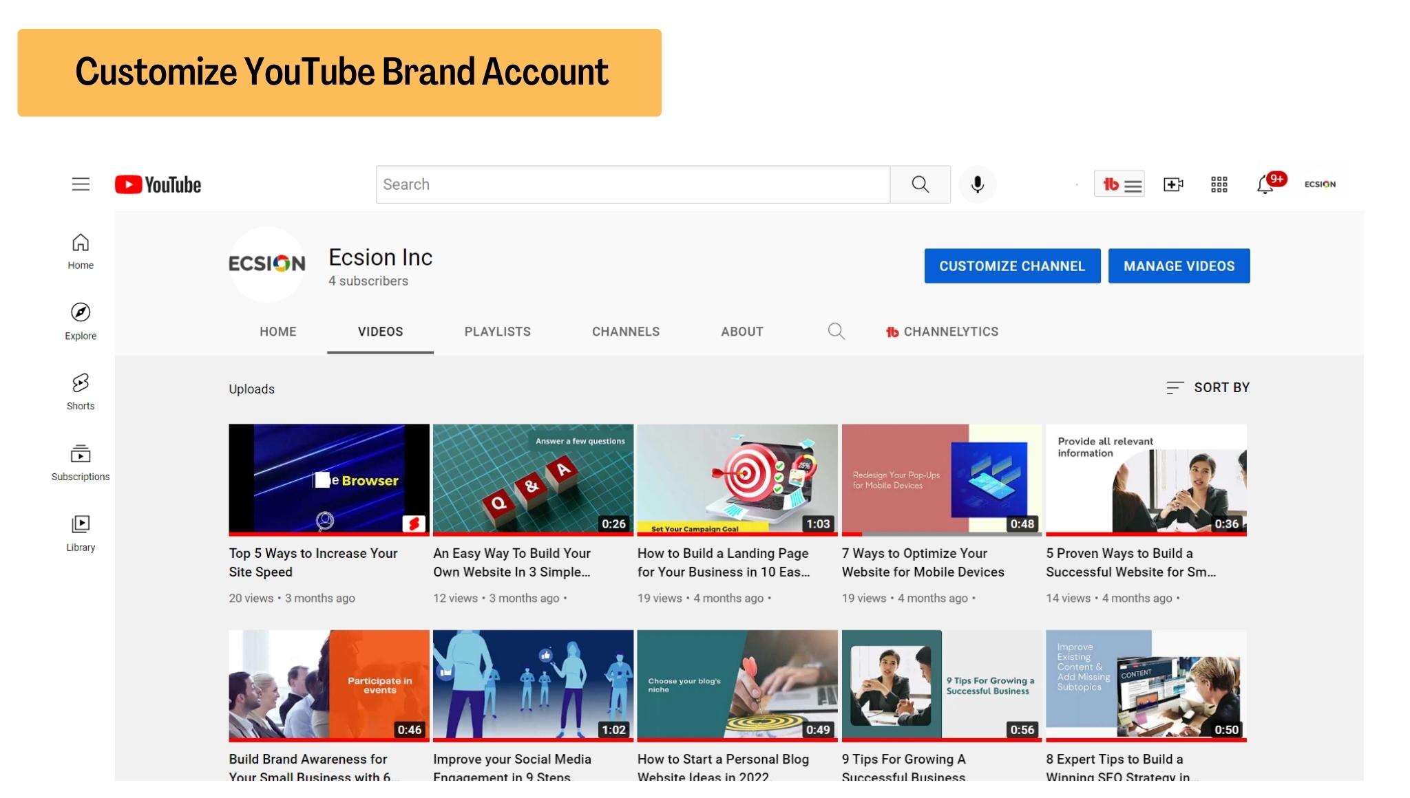Customize your YouTube brand account