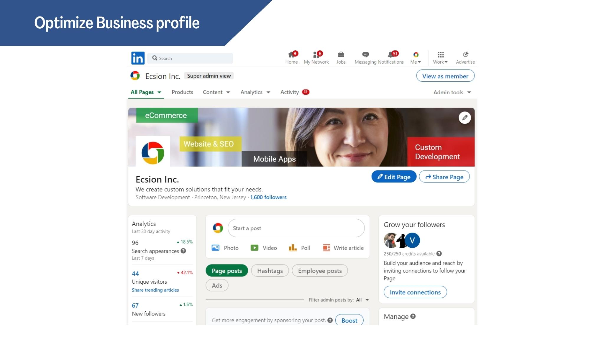 Optimize your LinkedIn Business profile 