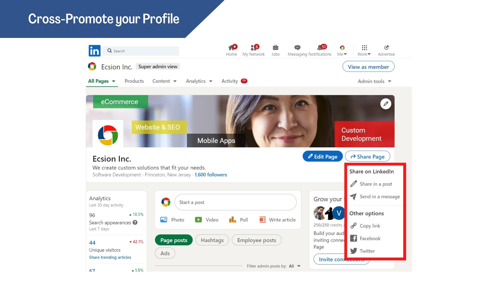 Cross-Promote your LinkedIn Business Profile 