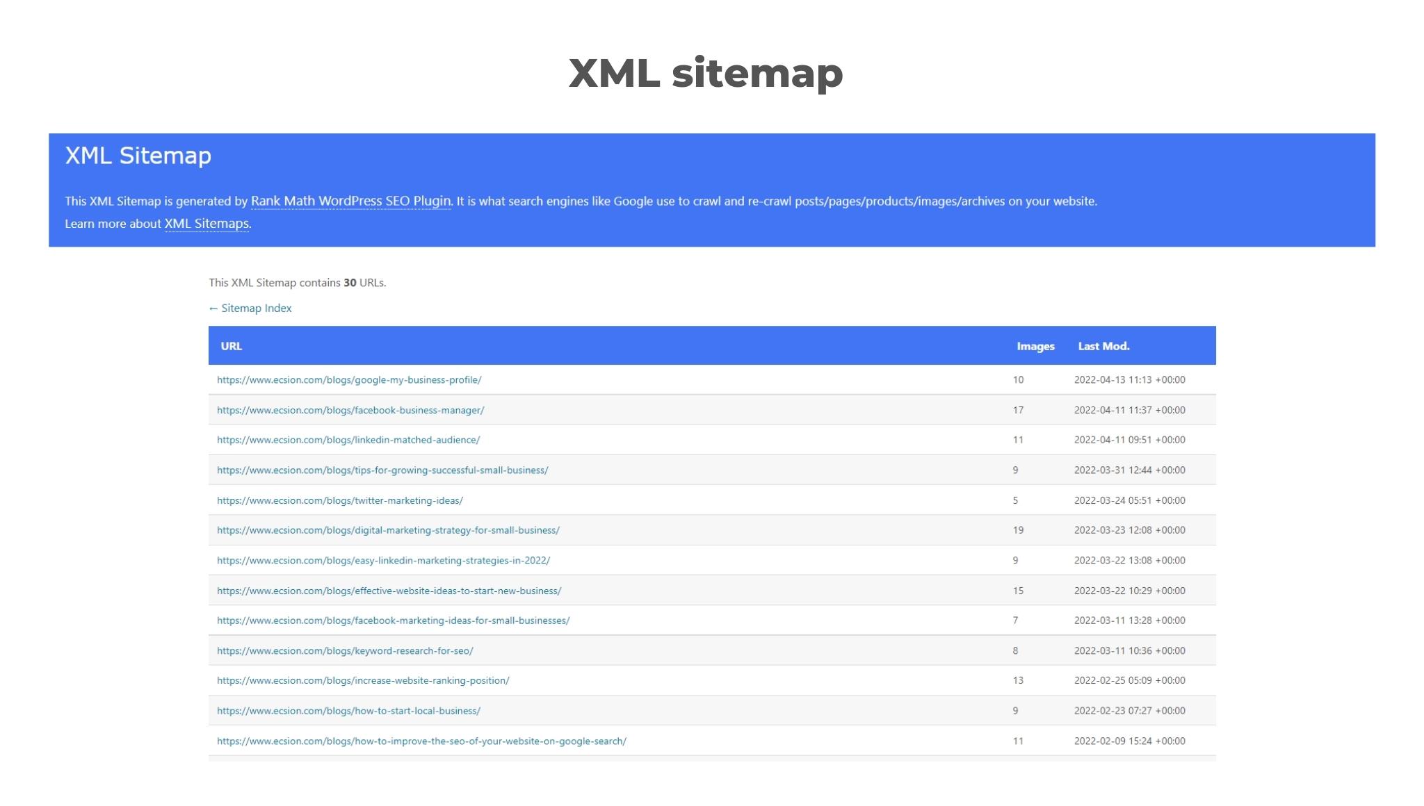 XML sitemaps