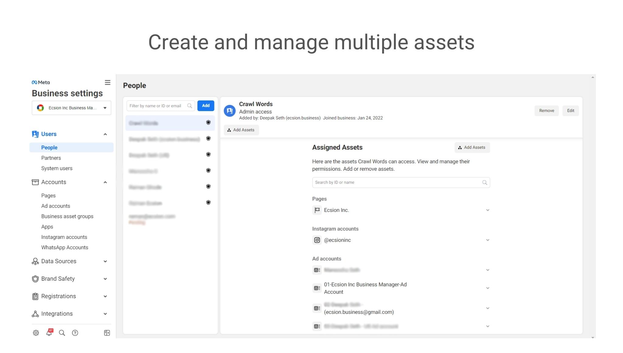 Create and manage multiple assets
