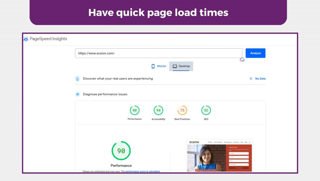 Have quick page load times