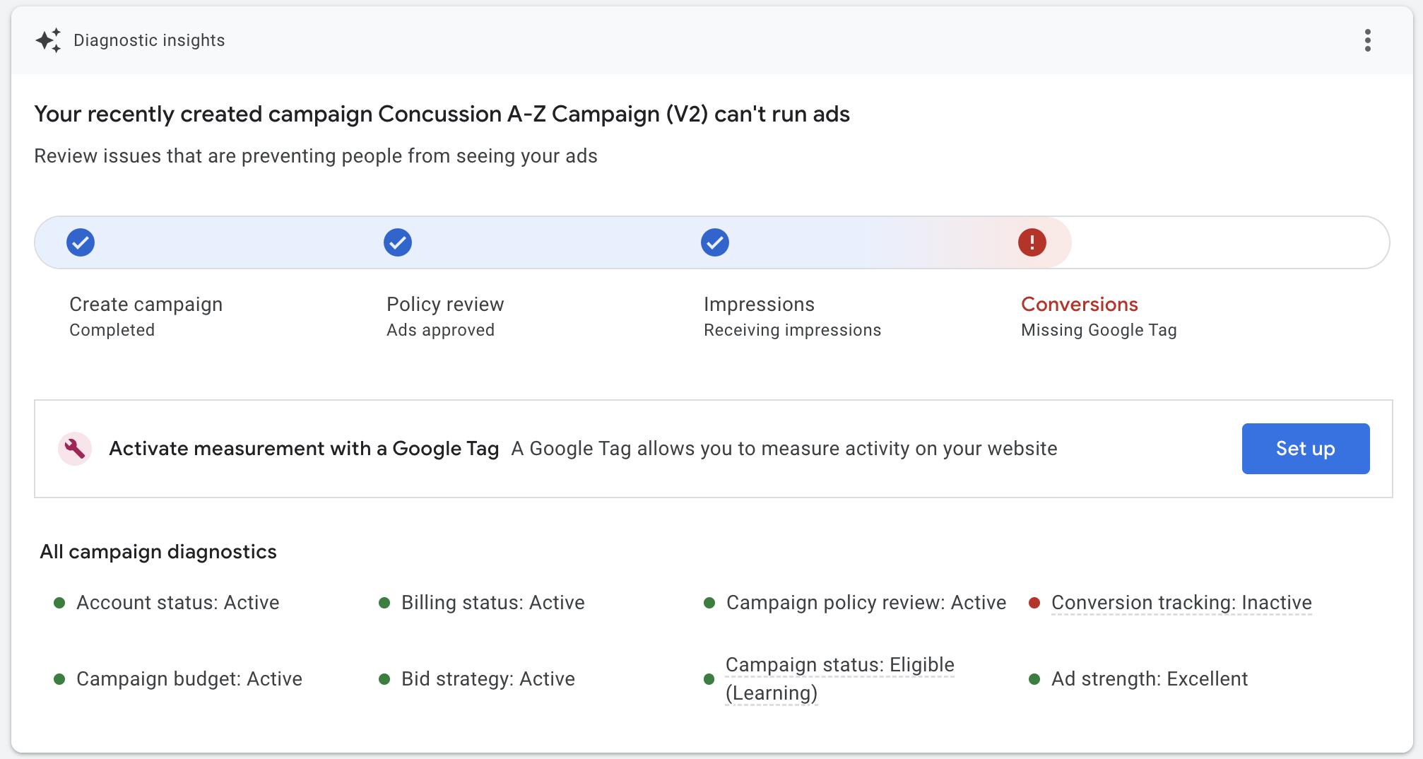 Google Ads Conversion Action Status